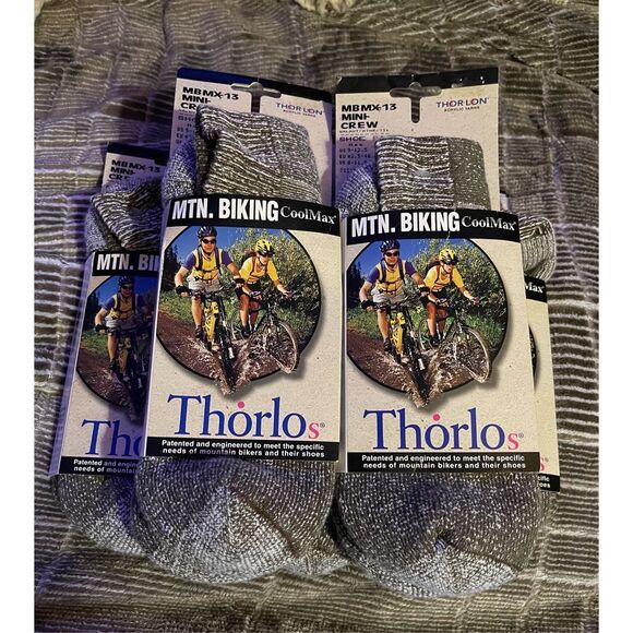 Vintage Thorlos MTN.BIKING CoolMax Socks Lot of 7 MBMX-13 Mini-Crew - Picture 1 of 5